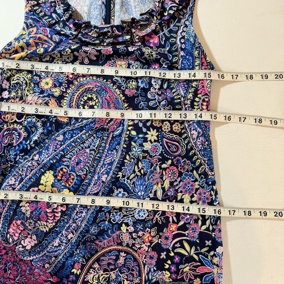 Talbots Dress Womens Size 2 Paisley Shift Sleeveless Ruffle Collar Zip Stretch - Picture 6 of 9